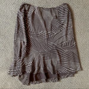 Adrienna Papell Woman 100% Silk Brown Patterned Skirt - Lined, 18W